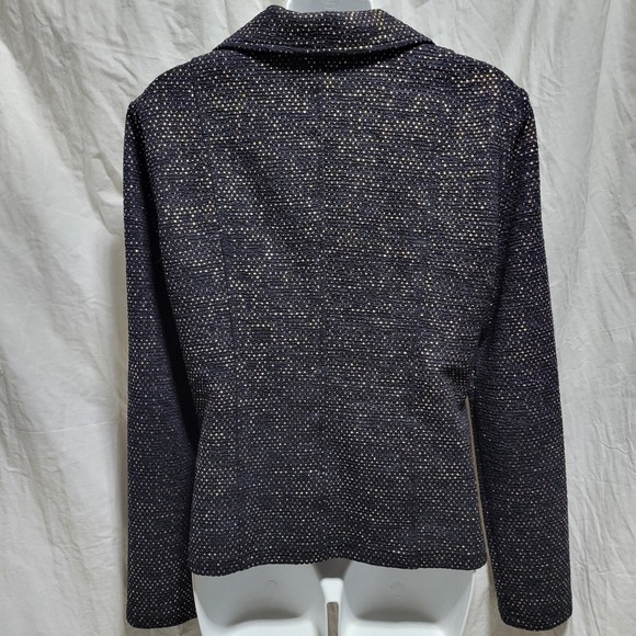 Clara Sun Woo Jacket Womens Sz S Black Silver Gold Sparkle Full Zip Knit Stretch - Picture 3 of 5
